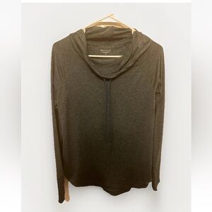 Athleta Womens Uptempo Hoodie Gray Green Long Sleeve Thumb Holes Size S EUC